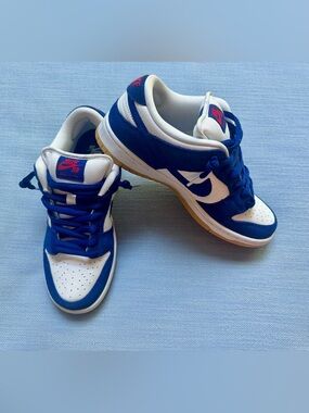 Nike SB Dunk Low Sneakers - White & Blue with Red Accents
